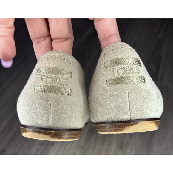 TOMS Jutti Ballet Flats 6.5 Taupe Perforated Slip On Comfort Walking Shoes - Picture 5 of 9